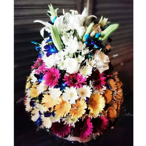 colorful round shaped flower basket