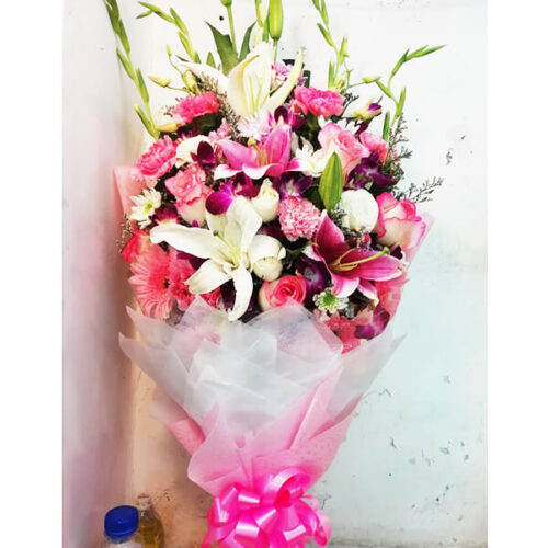 combination of beautiful flowers open bouquet