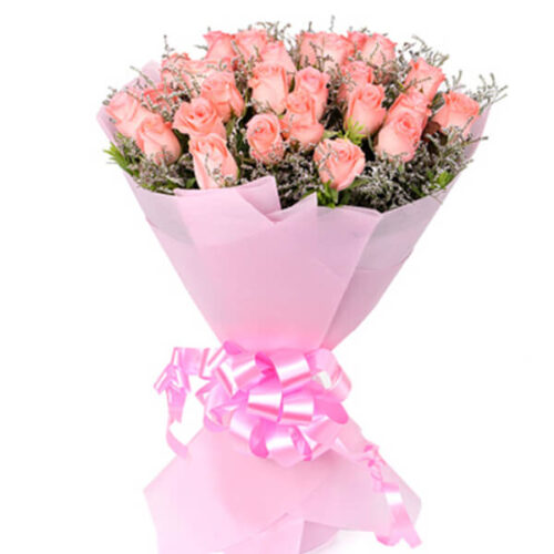 lovely decorated limo pink roses hand bouquet