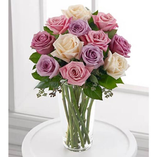elegant peach dark pink purple colored rose vase