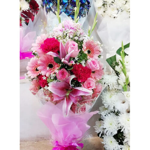 excellent open bouquet of pink flowers