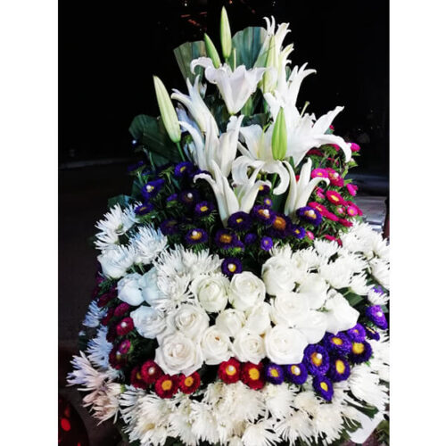 large basket of colorful vivid flowers